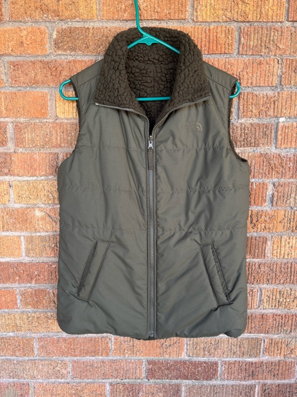 The North Face Merriewood Reversible Sherpa Lined Vest Olive Green Size Small